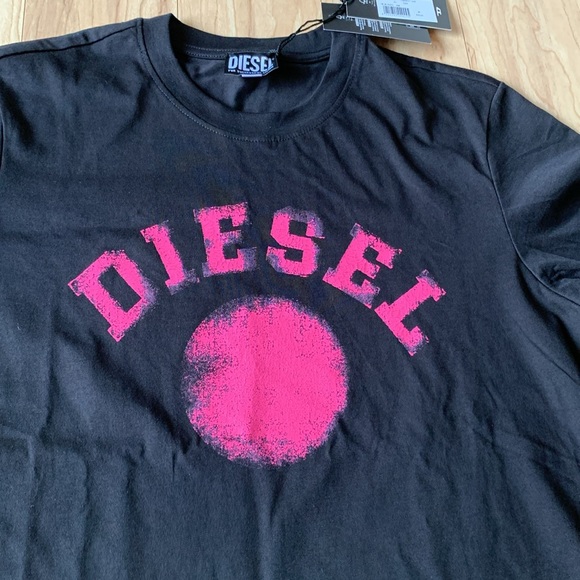 Diesel Black Tee with Vibrant Pink Graphic - Picture 3 of 7